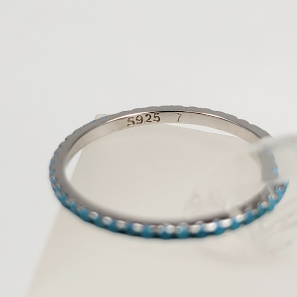 Sterling Silver Turquoise Eternity Band - Picture 12 of 16
